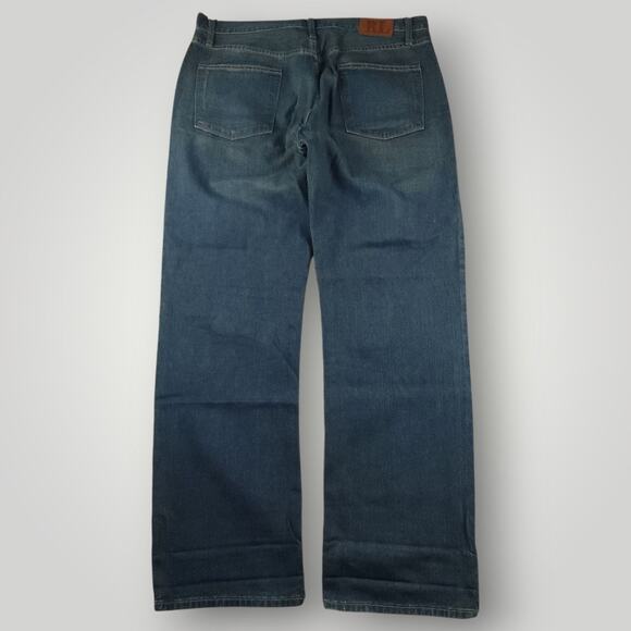 RL Polo Jeans Mens 36x32 Vtg Y2K Baggy Wide Leg Low Rise Mud Wash Ashmore Blue - Picture 2 of 8
